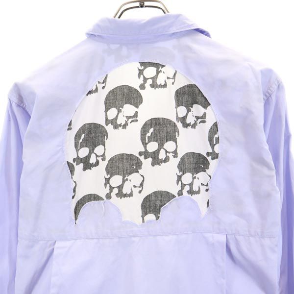 コムデギャルソンオムプリュス 2010年 日本製 バックプリント 長袖 シャツ XS 水色系 COMME des GARCONS HOMME PLUS ドクロ メンズ