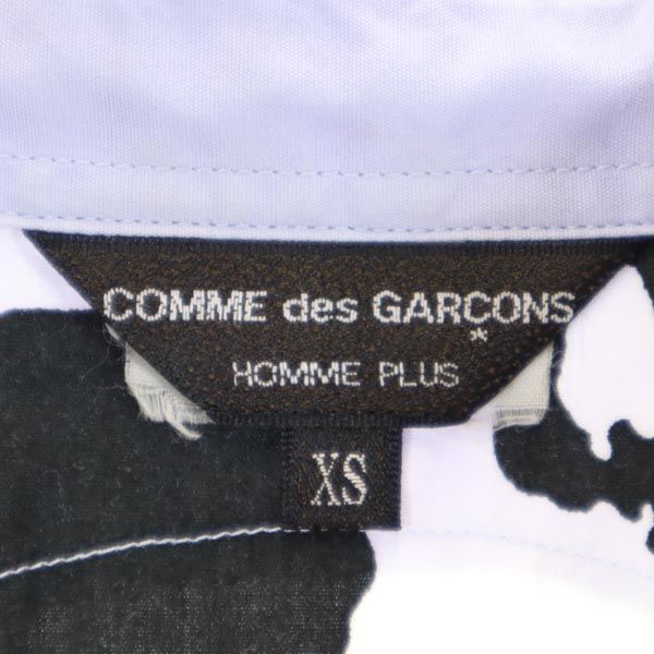 コムデギャルソンオムプリュス 2010年 日本製 バックプリント 長袖 シャツ XS 水色系 COMME des GARCONS HOMME PLUS ドクロ メンズ