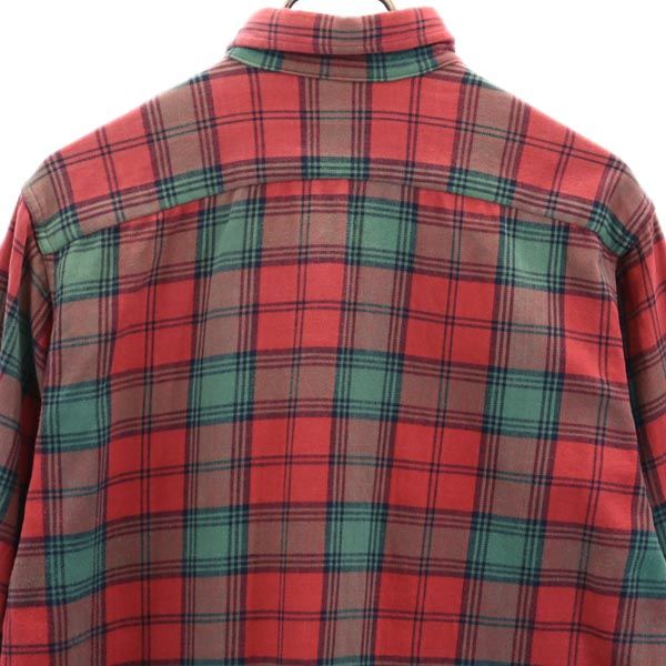 L.L.Bean エルエルビーン 80s ヴィンテージ USA製 アウトドア チェック 長袖 ボタンダウンシャツ M レッド系 メンズ
