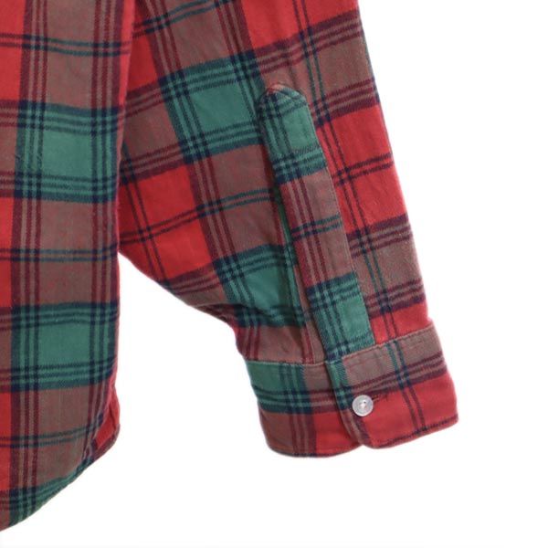 L.L.Bean エルエルビーン 80s ヴィンテージ USA製 アウトドア チェック 長袖 ボタンダウンシャツ M レッド系 メンズ