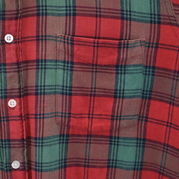 L.L.Bean エルエルビーン 80s ヴィンテージ USA製 アウトドア チェック 長袖 ボタンダウンシャツ M レッド系 メンズ