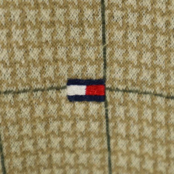 トミーヒルフィガー 千鳥格子 長袖 ポロシャツ M ベージュ系 TOMMY HILFIGER メンズ