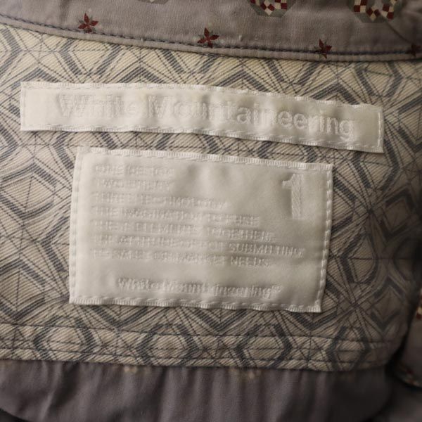 WHITE MOUNTAINEERING ホワイトマウンテニアリング 日本製 総柄 7分袖 ボタンダウンシャツ 1 グレー系 レディース