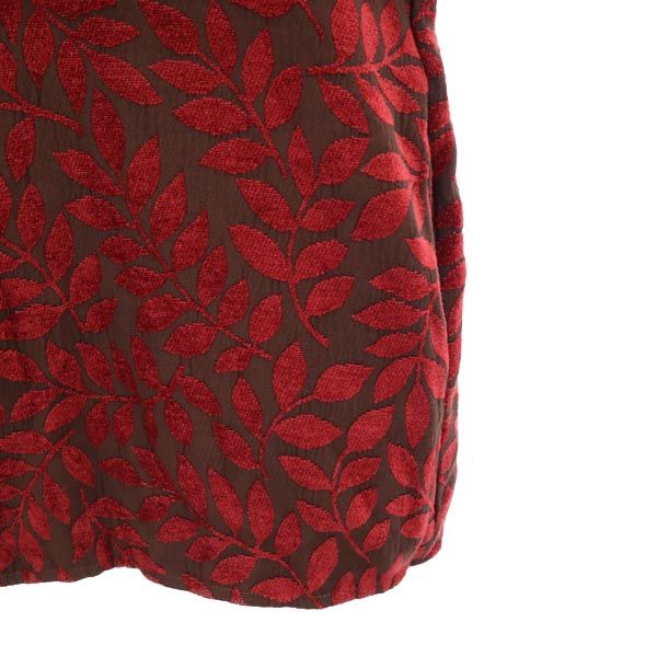 Painted Pony 80s 90s オールド USA製 リーフ柄 ノーカラージャケット 2X ブラウン×レッド レディース