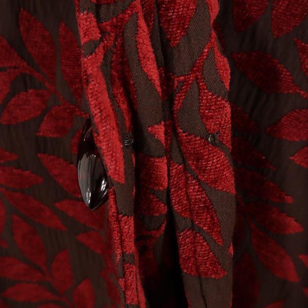 Painted Pony 80s 90s オールド USA製 リーフ柄 ノーカラージャケット 2X ブラウン×レッド レディース