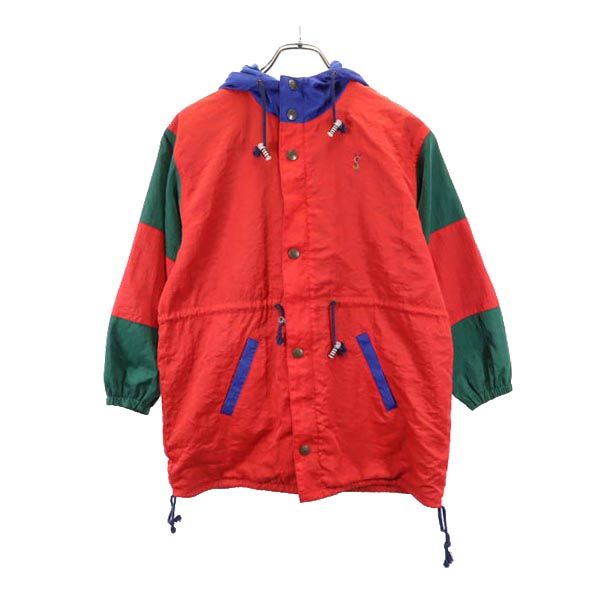 YVES SAINT LAURENT イヴサンローラン 7分袖 ナイロンジャケット レッド系 フード メンズ