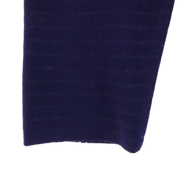 YVES SAINT LAURENT イヴサンローラン 日本製 ウールブレンド ボーダー 長袖 Vネック ニット カーディガン L ネイビー系 レディース