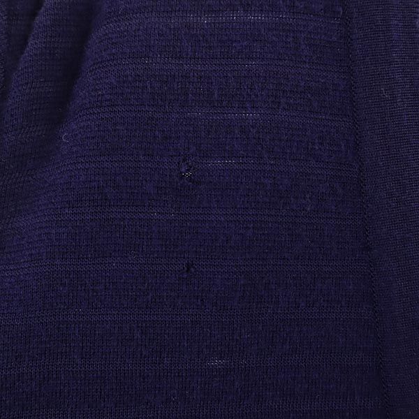 YVES SAINT LAURENT イヴサンローラン 日本製 ウールブレンド ボーダー 長袖 Vネック ニット カーディガン L ネイビー系 レディース