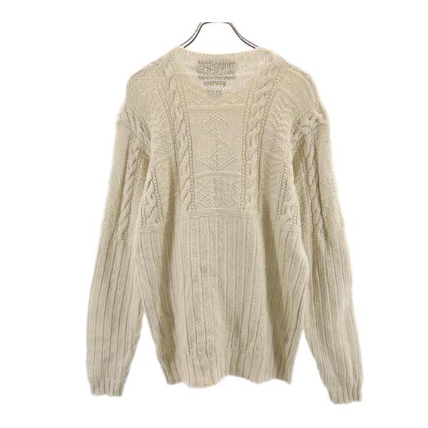 POLO SPORTS ポロスポーツ リネンブレンド 長袖 ニット L ベージュ系 セーター カットソー メンズ