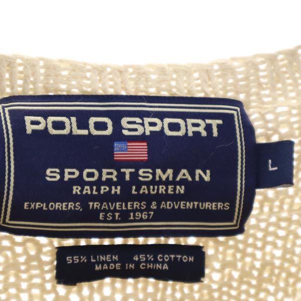 POLO SPORTS ポロスポーツ リネンブレンド 長袖 ニット L ベージュ系 セーター カットソー メンズ