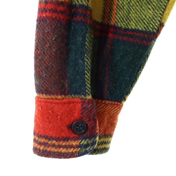 SHERATON シェラトン 70s USA製 ヴィンテージ 長袖 チェックシャツ S オレンジ系 メンズ