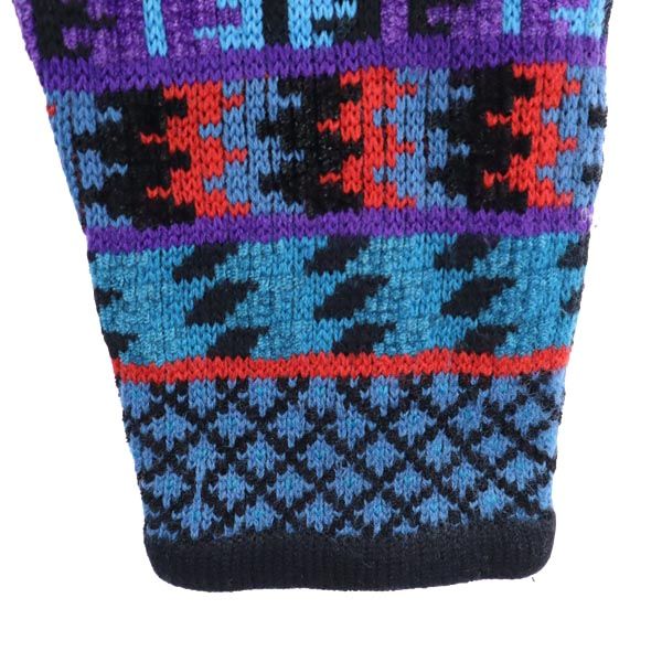 KENZO ケンゾー 90s 日本製 オールド 総柄 長袖 クルーネック ニット M ブルー系 長袖セーター メンズ