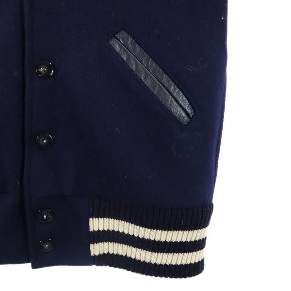 SKOOKUM スクーカム ブルーワーク コラボ USA製 長袖 スタジャン 30 ネイビー系 BLUE WORK 裏キルティング メンズ