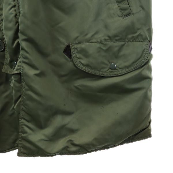 ALPHA アルファ 90s USA製 オールド 中綿 フライトジャケット L カーキ フェイクファー フード メンズ
