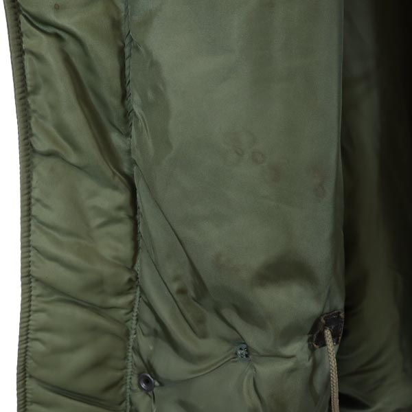 ALPHA アルファ 90s USA製 オールド 中綿 フライトジャケット L カーキ フェイクファー フード メンズ