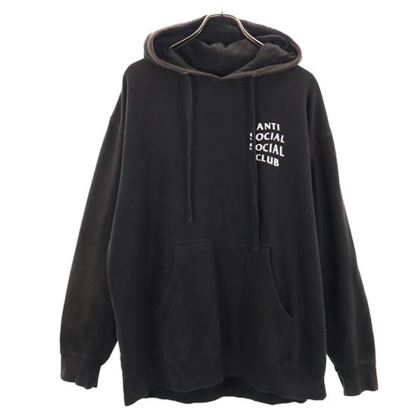 ANTI SOCIAL SOCIAL CLUB アンチソーシャルソーシャルクラブ USA製 バックプリント 長袖 スウェットパーカー L ブラック系 ロゴ メンズ