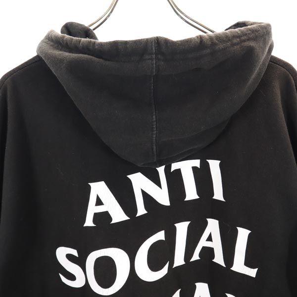ANTI SOCIAL SOCIAL CLUB アンチソーシャルソーシャルクラブ USA製 バックプリント 長袖 スウェットパーカー L ブラック系 ロゴ メンズ