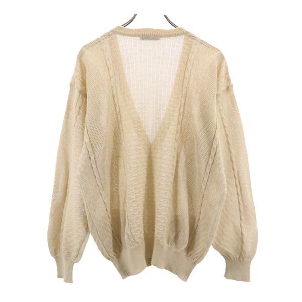 イヴサンローラン リネン 長袖 カーディガン M ベージュ YVES SAINT LAURENT メンズ