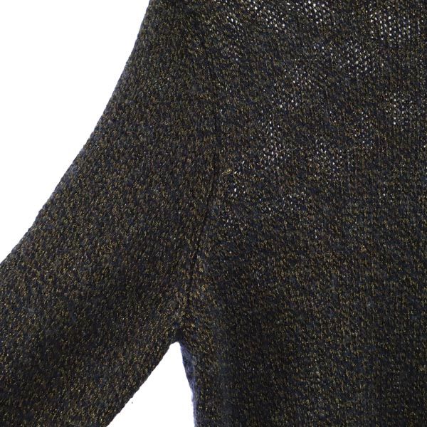 イヴサンローラン 日本製 長袖 ハイネック セーター M ブラック×ゴールド YVES SAINT LAURENT ニット メンズ