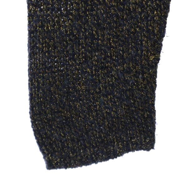 イヴサンローラン 日本製 長袖 ハイネック セーター M ブラック×ゴールド YVES SAINT LAURENT ニット メンズ