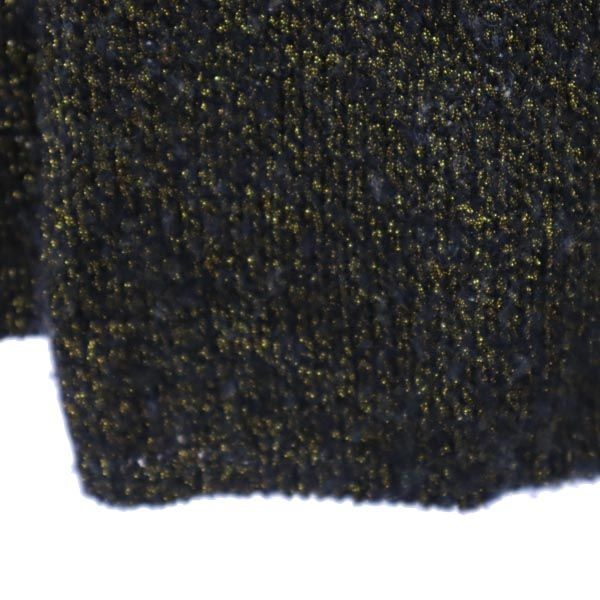 イヴサンローラン 日本製 長袖 ハイネック セーター M ブラック×ゴールド YVES SAINT LAURENT ニット メンズ