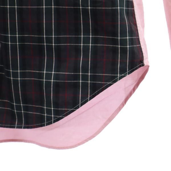 コムデギャルソンオム 2008年 チェック柄 長袖 ボタンダウンシャツ SS ピンク×グリーン COMME des GARCONS HOMME メンズ