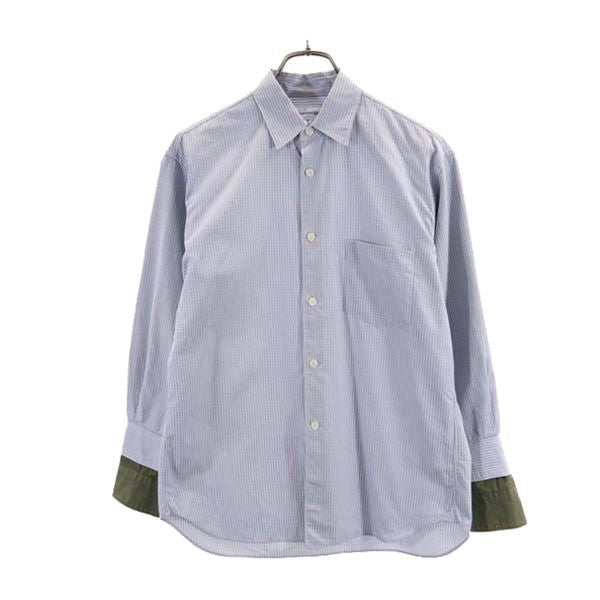 COMME des GARCONS コムデギャルソン フランス製 チェック 長袖 コットンシャツ XS ブルー系 メンズ