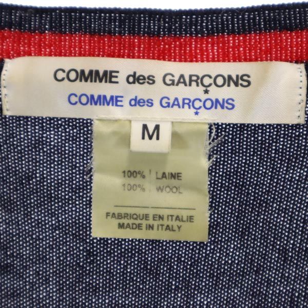 コムデギャルソンコムデギャルソン イタリア製 ウール 長袖 ニット カーディガン M ネイビー Comme des Garcons Comme des Garcons レディース