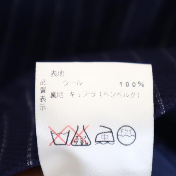 ジバンシィ 90s オールド ウール ストライプ柄 クロップド パンツスーツ 上下 セットアップ 44 ネイビー系 GIVENCHY ビッグサイズ レディース