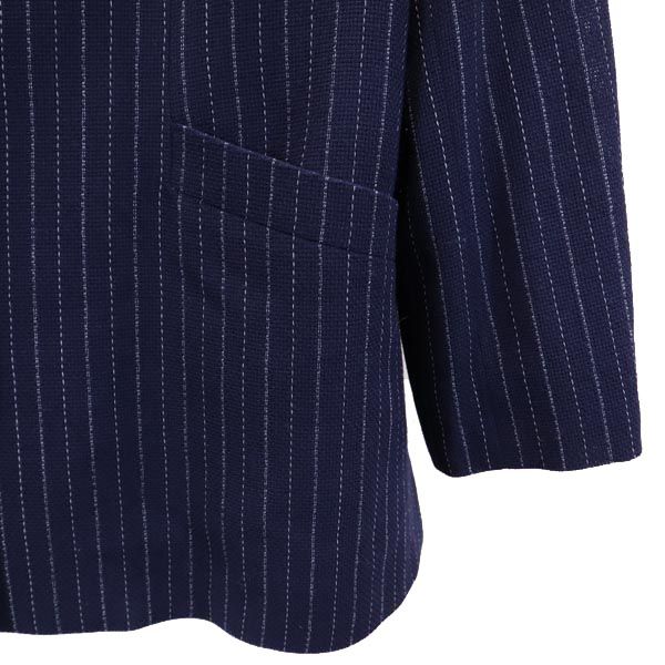 ジバンシィ 90s オールド ウール ストライプ柄 クロップド パンツスーツ 上下 セットアップ 44 ネイビー系 GIVENCHY ビッグサイズ レディース