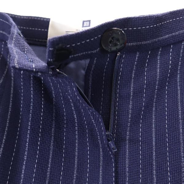 ジバンシィ 90s オールド ウール ストライプ柄 クロップド パンツスーツ 上下 セットアップ 44 ネイビー系 GIVENCHY ビッグサイズ レディース