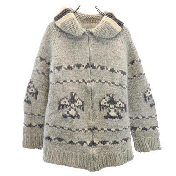 OLD オールド 90s 総柄 カウチンジャケット グレー系 メンズ