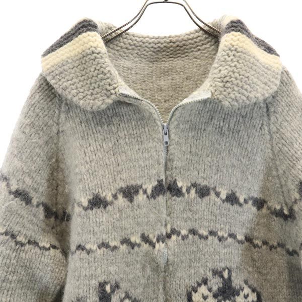 OLD オールド 90s 総柄 カウチンジャケット グレー系 メンズ