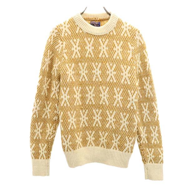PENDLETON ペンドルトン 70s USA製 ヴィンテージ 総柄 長袖 セーター S イエロー系 長袖ニット メンズ