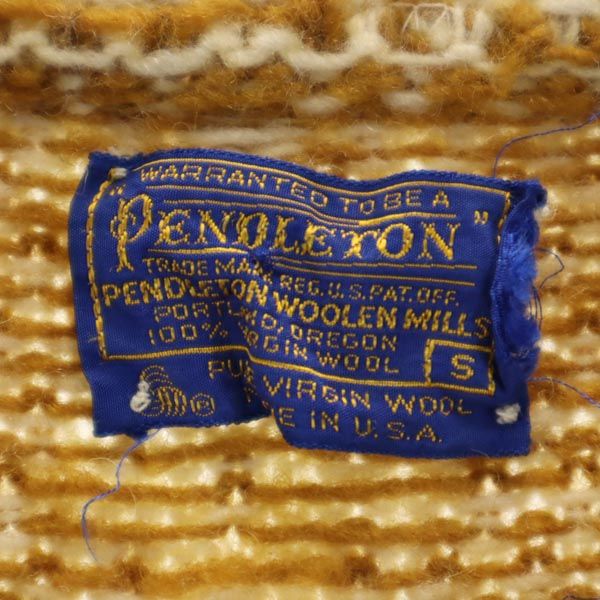 PENDLETON ペンドルトン 70s USA製 ヴィンテージ 総柄 長袖 セーター S イエロー系 長袖ニット メンズ