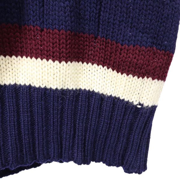 ジャンセン 70s ウール ヴィンテージ ケーブル編み 長袖 Vネック セーター M ネイビー系 Jantzen ニット メンズ