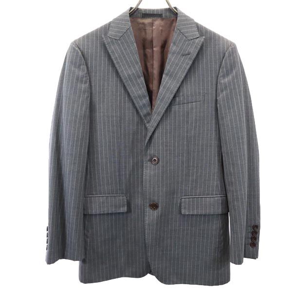 BURBERRY BLACK LABEL バーバリーブラックレーベル 三陽商会 日本製 ストライプ柄 テーラードジャケット 36R グレー メンズ