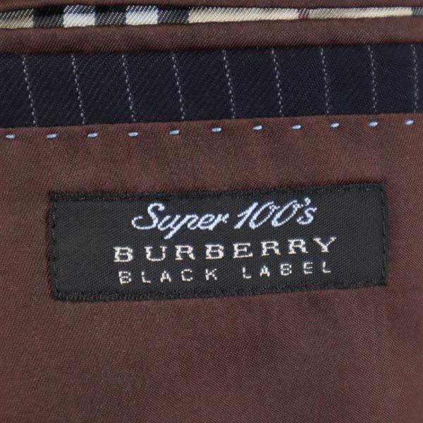 BURBERRY BLACK LABEL バーバリーブラックレーベル 三陽商会 日本製 ストライプ柄 ウール テーラードジャケット 40L ネイビー メンズ