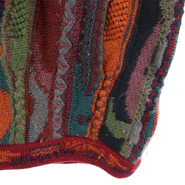 COOGI クージー 90s オールド 3D 総柄 長袖 ウール セーター M レッド系 ニット メンズ