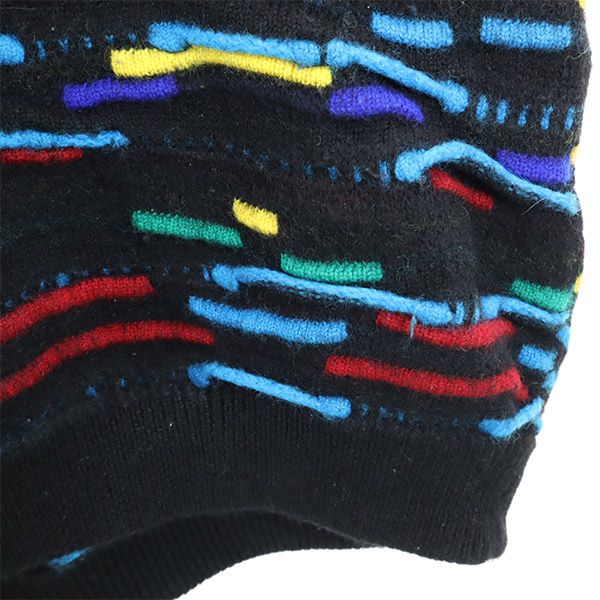 クージー 90s オールド 3D 総柄 長袖 ウール セーター M ブラック系 COOGI ニット メンズ