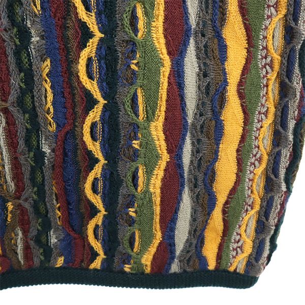 COOGI クージー 90s オールド 3D 総柄 長袖 3D ウール セーター S グリーン系 ニット メンズ