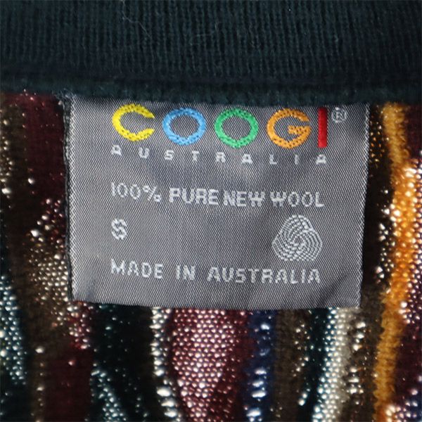 COOGI クージー 90s オールド 3D 総柄 長袖 3D ウール セーター S グリーン系 ニット メンズ