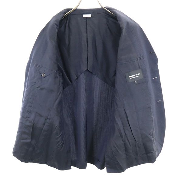 COMME des GARCONS HOMME DEUX コムデギャルソンオムドゥ 2018年 日本製 ストライプ柄 ウールブレンド テーラードジャケット M ネイビー系 メンズ