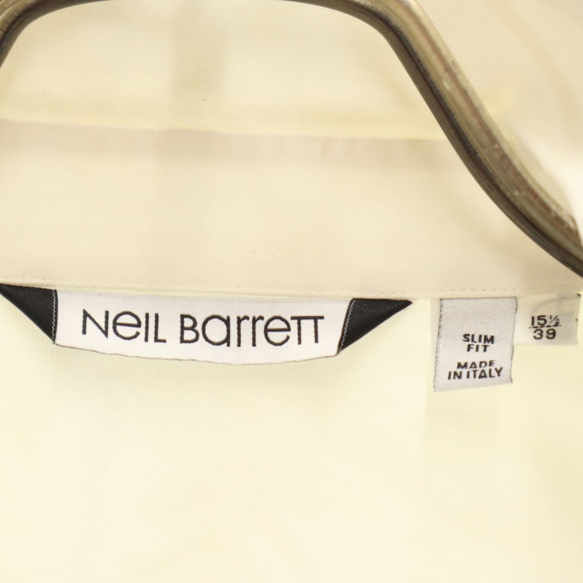 ニールバレット イタリア製 長袖 シャツ 151/2 アイボリー系 NEIL BARRETT メンズ