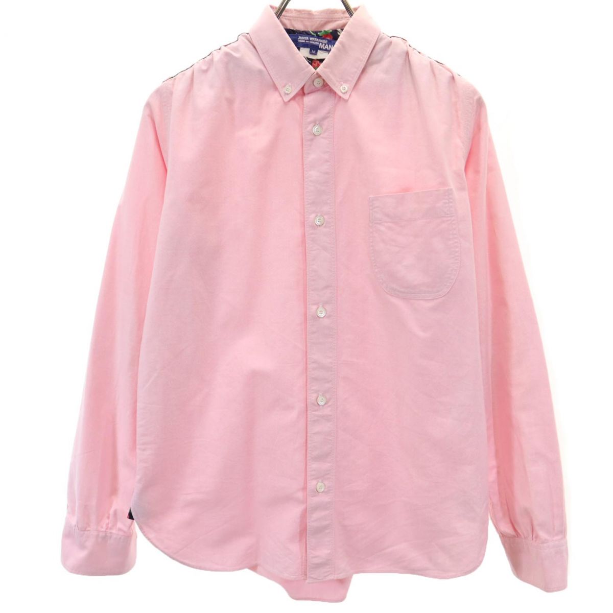 JUNYA WATANABE COMME des GARCONS MAN ジュンヤワタナベコムデギャルソンマン 2014年 日本製 チェック柄 切替 長袖 オックスフォード ボタンダウンシャツ M ピンク系 メンズ