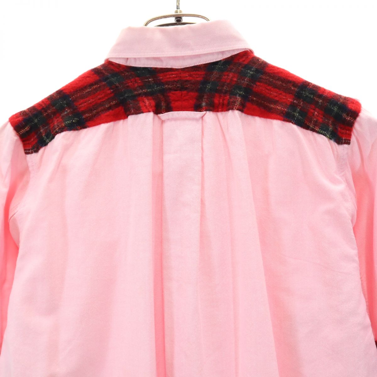 JUNYA WATANABE COMME des GARCONS MAN ジュンヤワタナベコムデギャルソンマン 2014年 日本製 チェック柄 切替 長袖 オックスフォード ボタンダウンシャツ M ピンク系 メンズ