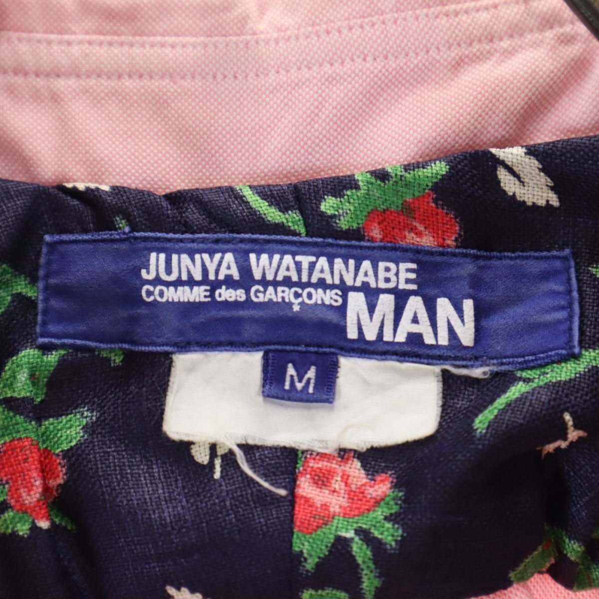 JUNYA WATANABE COMME des GARCONS MAN ジュンヤワタナベコムデギャルソンマン 2014年 日本製 チェック柄 切替 長袖 オックスフォード ボタンダウンシャツ M ピンク系 メンズ