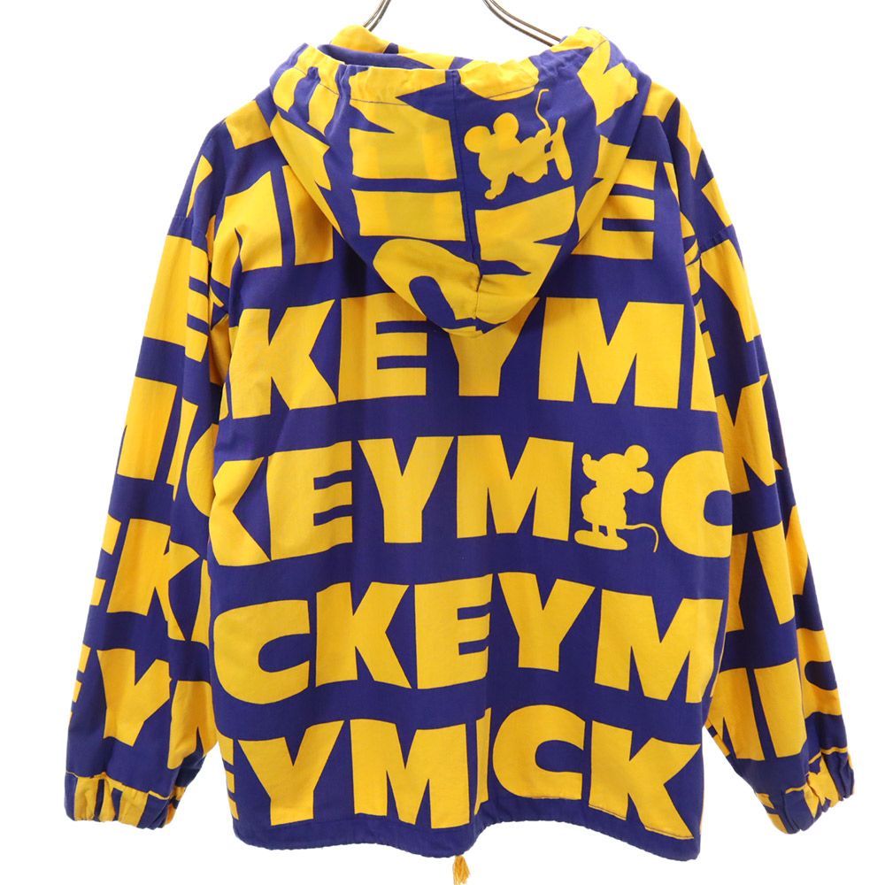 ミッキーアンドコー 90s オールド 総柄 ジップパーカー S ブルー×イエロー mickey & co. メンズ