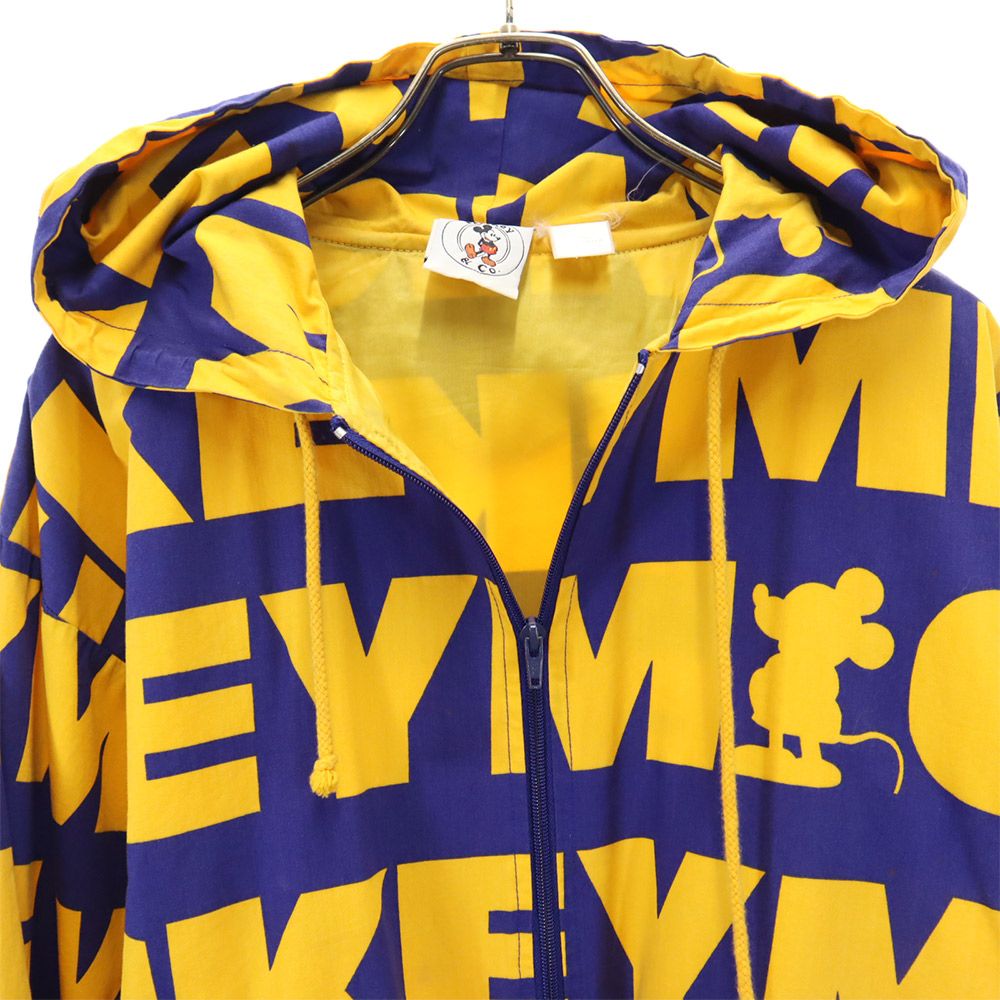 ミッキーアンドコー 90s オールド 総柄 ジップパーカー S ブルー×イエロー mickey & co. メンズ
