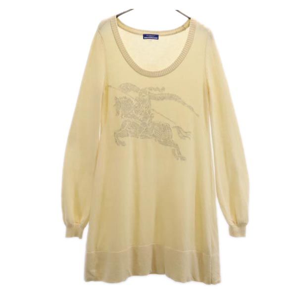 BURBERRY BLUE LABEL バーバリーブルーレーベル 三陽商会 ウールブレンド 長袖 ニット ワンピース 38 アイボリー レディース